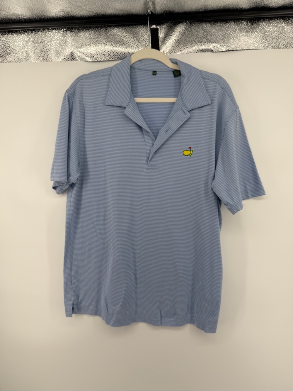 Masters Clubhouse Country Club Grandpa Core Light Blue Striped Polo Shirt SzM